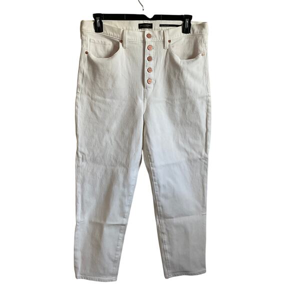 Banana Republic Women’s High Rise Slim White Button Fly Jeans - Size 33 - Picture 1 of 7